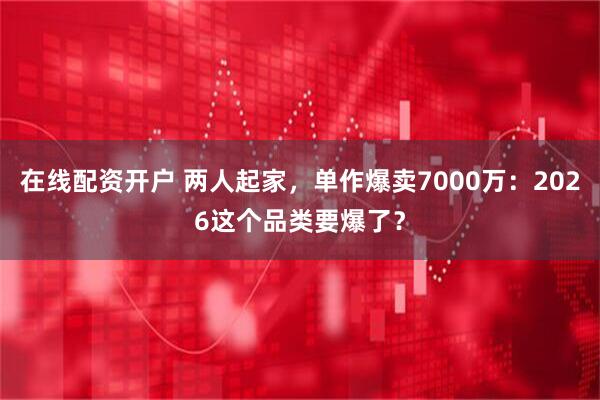 在线配资开户 两人起家，单作爆卖7000万：2026这个品类要爆了？