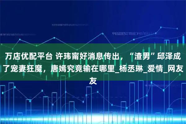 万店优配平台 许玮甯好消息传出，“渣男”邱泽成了宠妻狂魔，唐嫣究竟输在哪里_杨丞琳_爱情_网友