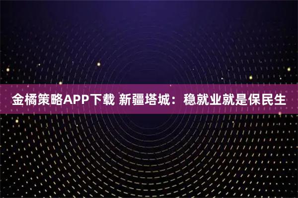 金橘策略APP下载 新疆塔城：稳就业就是保民生