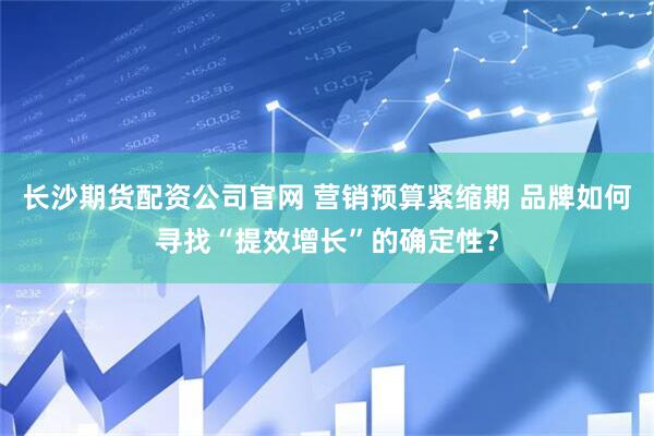 长沙期货配资公司官网 营销预算紧缩期 品牌如何寻找“提效增长”的确定性？