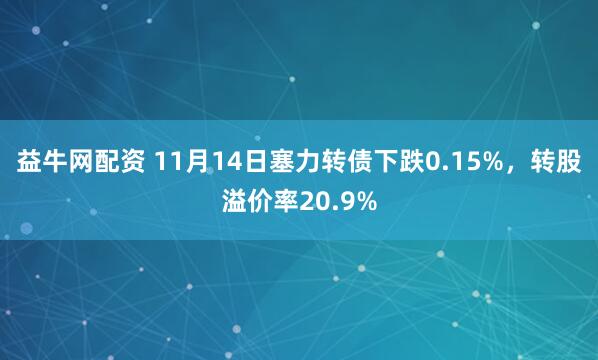 益牛网配资 11月14日塞力转债下跌0.15%，转股溢价率20.9%